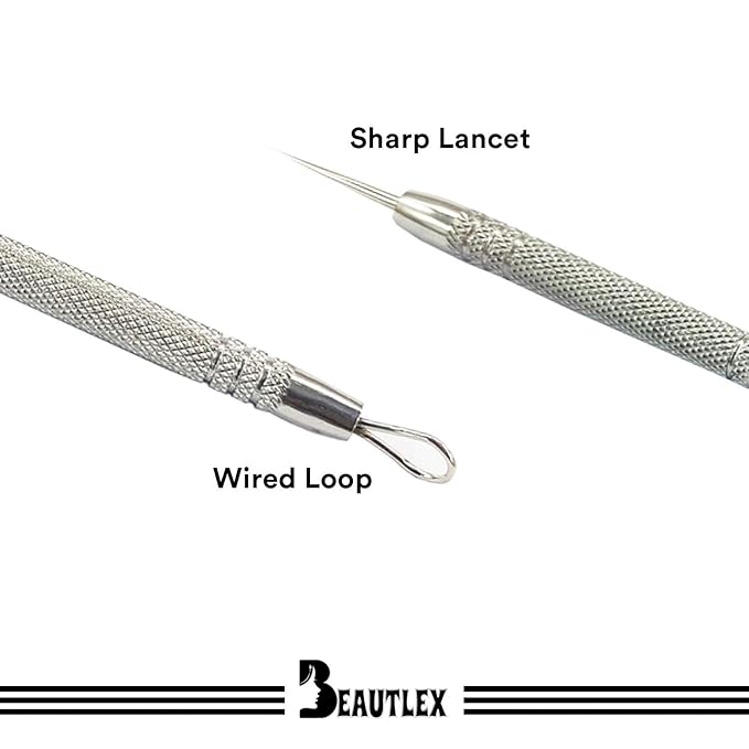 Skin Milia Remover Tool and Comedone Extractor Tool. Double Ended Loop & Sharp Zit/Pimple Popper Tool Kit. Stainless Steel Ear Blackhead Remover Tools Professional Pimple Extractor Tool for Acne
