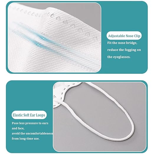akgk KN95 Face Masks 50 Pack, 5-Ply Disposable Multicolor Face Mask Against PM 2.5 Smoke and Dust