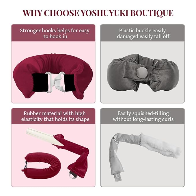 Heatless Hair Curler Heatless Curls Overnight Heatless Blowout with Luxury Cloth Bag Silk Scarf, Curling Rod Headband to Sleep in No Heat Curling with (burgundy, 3Rods)