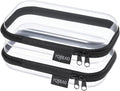 2PCS Zippered Hard Pouch Double,Portable Waterproof Cosmetic Bag with Zipper,DIY Storage Organizer Bins,Hard Plastic Case,Clear Zipper Bags for Organizing,Pencil Case