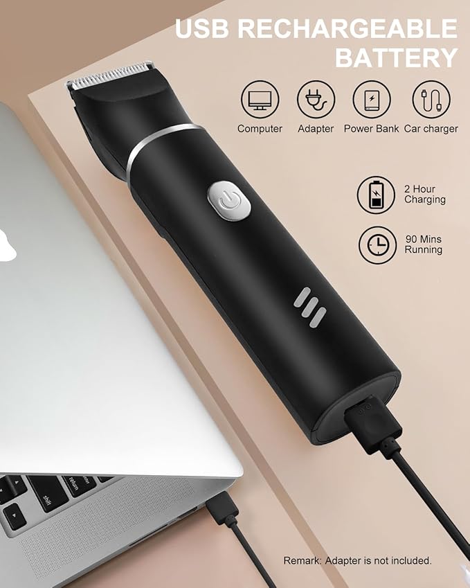 Body Hair Trimmer for Men-Manscape 3 in 1 Electric Razor Groin Groomer,IPX7 Waterproof,Versatile Hair Trimmer for Ball/Pubic/Chest/Beard/Nose,USB-C Rechargeable,Gifts for Him Dad,BlackSilver