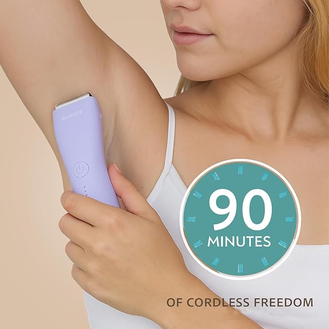 Bikini Trimmer for Women, Pubic Hair Trimmer, Waterproof, USB-C Rechargeable, LED Light, Replaceable Blade, Electric Razors for Women, Electric Lady Shaver (Violet)