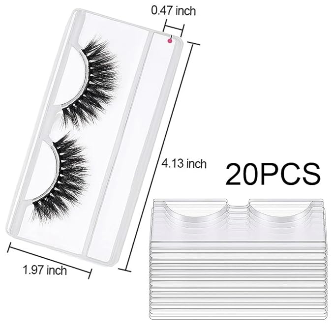 40 Pieces Lash Packing Empty Eyelashes Packaging Box and False Lash Trays, 20 Pieces Empty Eyelash Boxes Lash Box Packaging Empty with 20 Pieces Empty Eyelash Tray (Pink)
