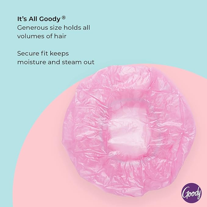 Goody Styling Essentials Shower Cap, 1 Count - Protect Your Hairstyle While Remaining Comfortable - Made with Durable and Waterproof Materials - Hair Accessories for Men, Women, Boys, and Girls