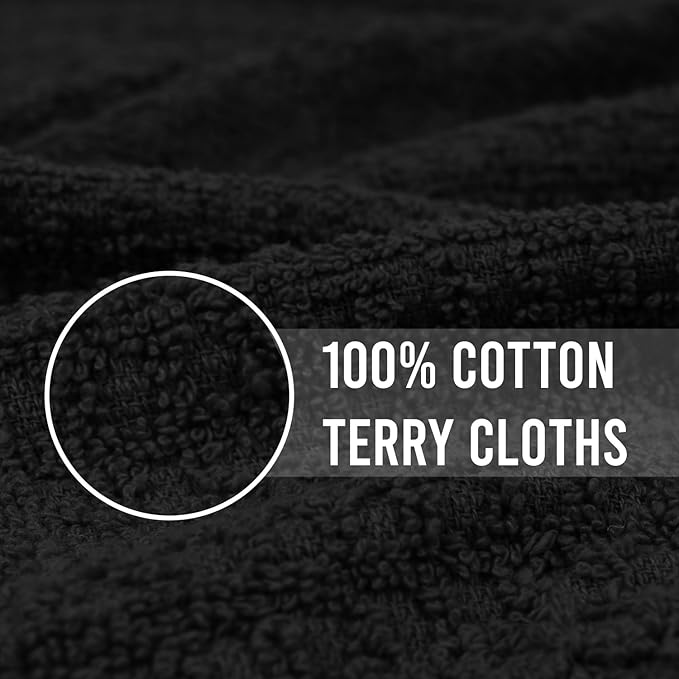 DAN RIVER Premium Kitchen Towels - [Pack of 12] 100% Cotton (16x 26 Inches) -Super Soft,Highly Absorbent, Quick Dry, Dish Towels for Kitchen Towels -Black