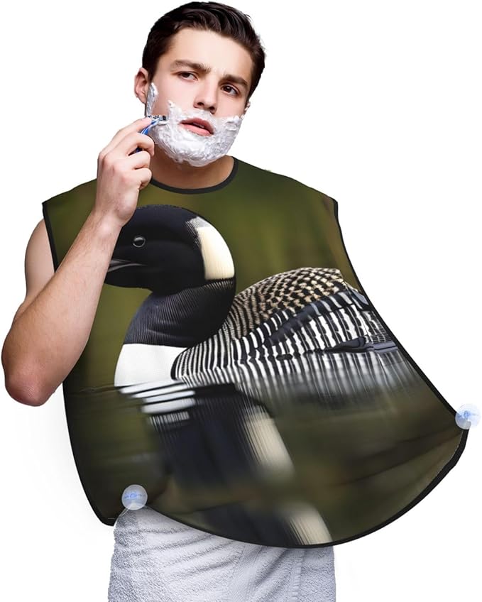 Loon Nature Bird Print Beard Bib Shaving Apron, Beard Hair Trimming Cape Gift For Dad