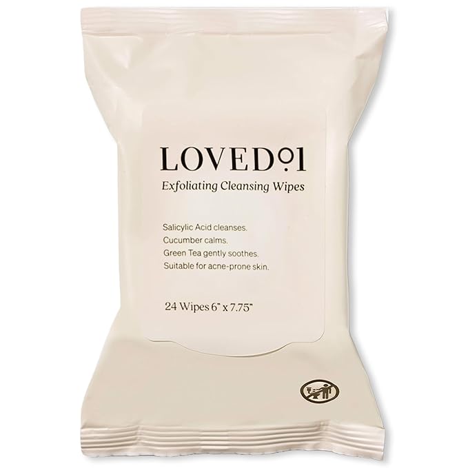 Loved01 Face & Body Salicylic Acid Cleansing Wipes, John Legend Skincare, Oil & Fragrance-Free, No-Rinse, Suitable for Blemish-Prone Skin, 24 wipes