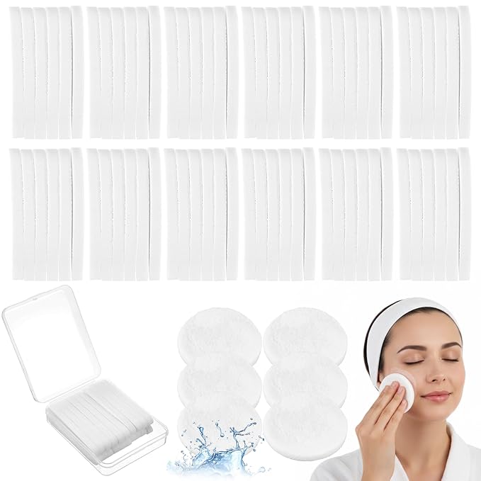 240+2 Pack White Compressed Facial Sponges with Storage Box, Professional Round Compress Face Cleaning & Makeup Removal Sponges for Estheticians, Soft Reusable Exfoliating Spa Sponge (3.1")