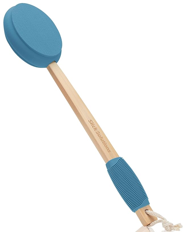 Slick- Lotion Applicator, 17 Inch, Deep Blue, Back Applicator Lotion, Certified Organic, Easy Reach Washable, Self Tanner for All Skin Tone
