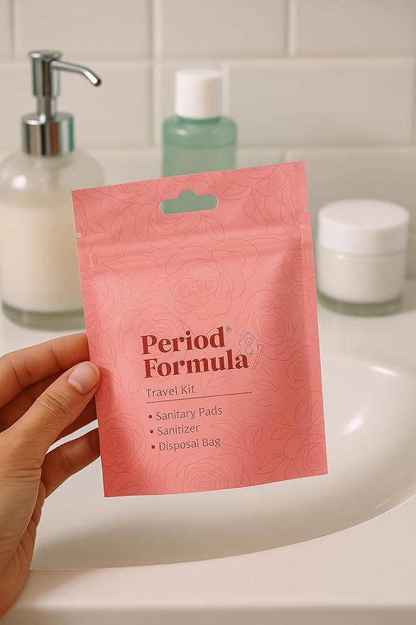 Period Kit/Travel Kit – 5 Kits -Sanitary Pad & Liner, Hand Sanitizer, Disposal Bag – Feminine Hygiene Essentials Period Formula