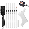 White Barber Pencil Set - Edge Hairline Razor Trace Pencils Beard Guide Beard Hairline and Beard Shaping Pencils,with Sharpener Ruler Brush for Men