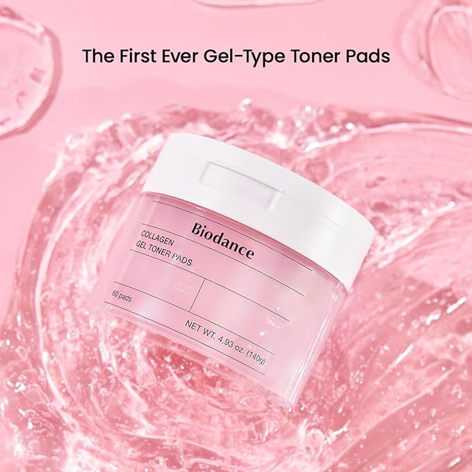 Biodance Collagen Gel Toner Pads, Pore Minimizer for Face, Improving Elasticity, Plumping Toner Pads for Sensitive Skin, Pre-Soaked Pads, Korean Skin Careㅣ4.93 fl.oz.(140g)*60Pads