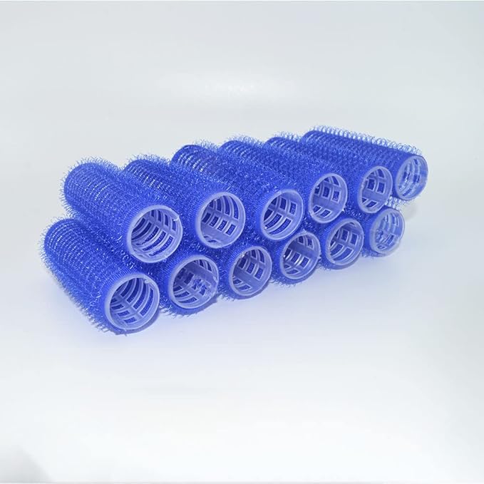 12PCS Plastic Roller Hair Curler for Medium Short Hair, Heatless Roller Hair Curler for Bangs, Create Natural Curly Hairstyle, Blue