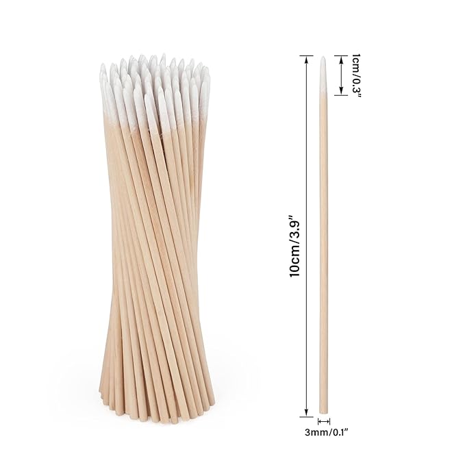 G2PLUS 500PCS Cotton Swabs, Wood Disposable Micro Applicators Brush for Makeup and Personal Care Cosmetic Brush, Micro Swabs for Eyelash Extensions, Nails, Eyeliner (Head Diameter: 1cm)
