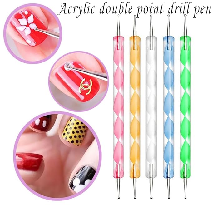 24 Pieces Nail Art Tools Kit Resin Nail Art Palette Acrylic Silicone Engraving Pen Dotting Pen Mixing Palette Detail Brushes Tools for Nail Art DIY Home Salon Makeup Display (Pink)