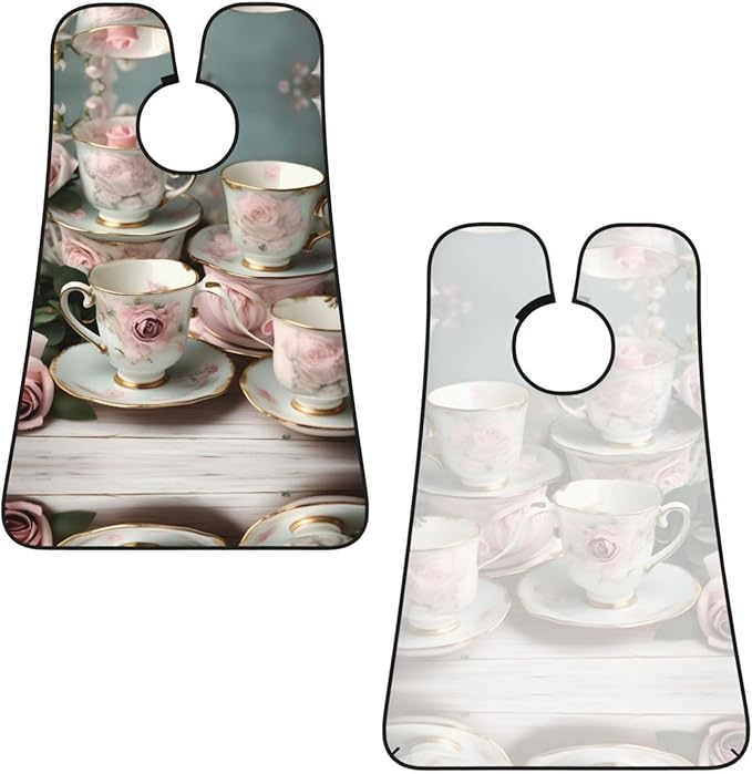 Purple Rose And Skull Print Beard Bib Shaving Apron, Beard Hair Trimming Cape Gift For Dad
