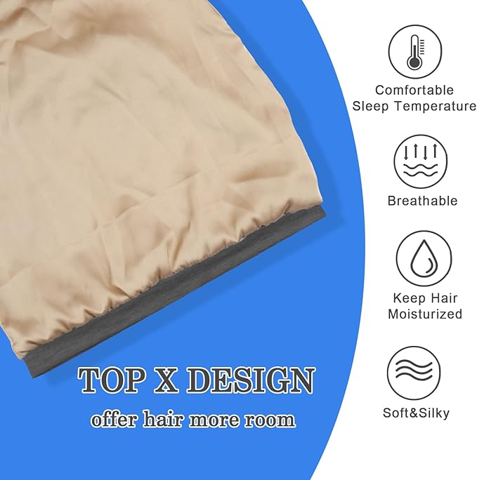 2 Pcs Adjustable Silk Hair Bonnet for Sleeping, Satin Lined Sleep Cap for Women and Men, Silk Hair Wrap Slouch Beanie.