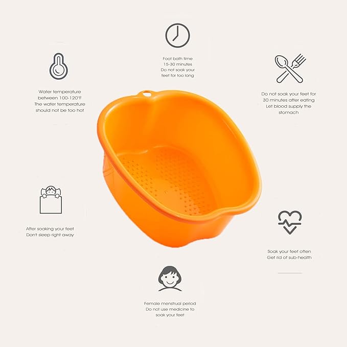 AXLOFO® Foot Soaking Bath Basin, Large Plastic Foot Soaking Tub, Feet Massage Feet Bath Bucket, Great for Getting The Dead/Old Skin Off Your Foots (orangebasin)