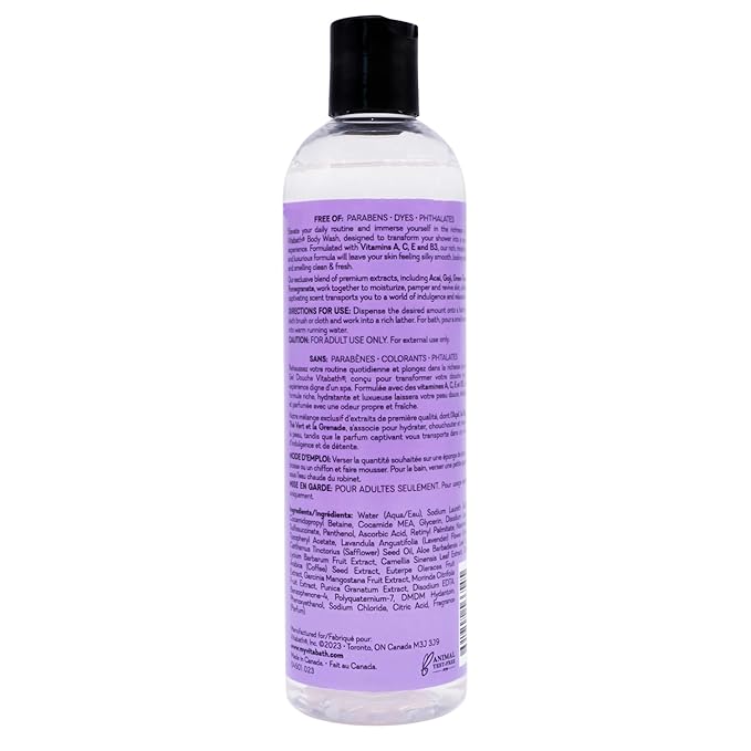 Vitabath Lavender & Chamomile Body Wash Moisturizing Bath & Shower Cleanser & Skincare Radiant Detox & Restore Nourishing Body Polish - Cruelty-Free, Paraben-Free - 12 oz