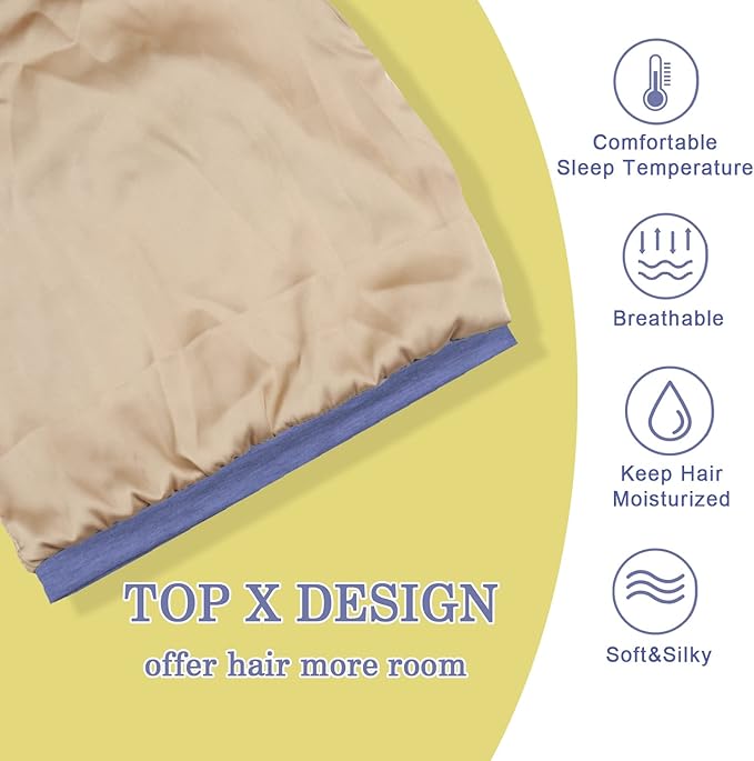 2 Pcs Adjustable Silk Hair Bonnet for Sleeping, Satin Lined Sleep Cap for Women and Men, Silk Hair Wrap Slouch Beanie.