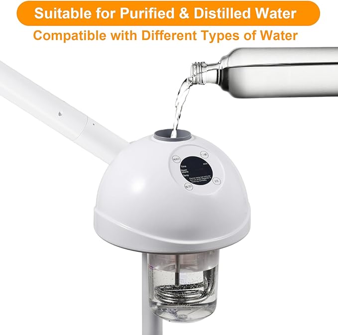 Professional Facial Steamer, Vaporizador Facial with Mist Adjustable & Timer, Ionic Steam Intensity Adjustable & Movable Arm, Preheating Esthetician Steamer, Home Beauty Salon SPA