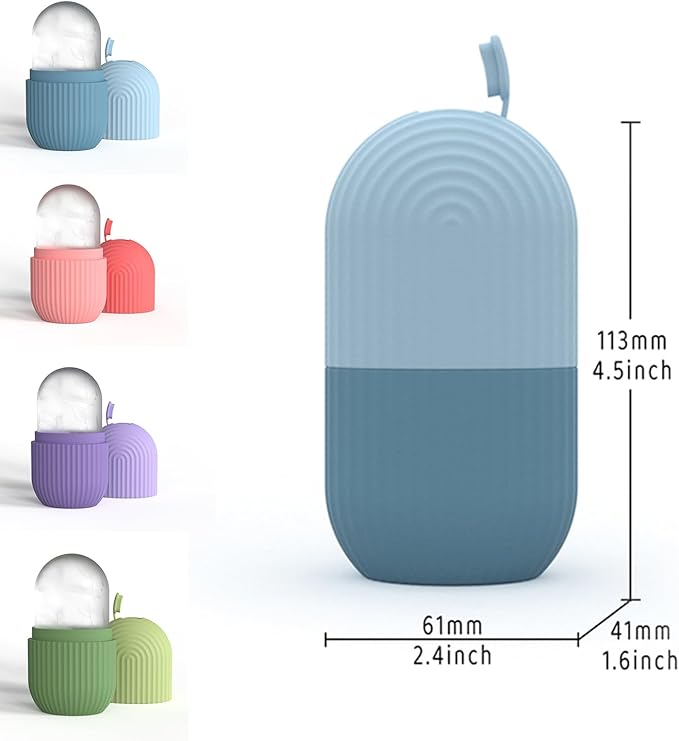 Ice Roller for Face, Ice Cube Facial Roller Massager, Reusable Silicone Face/Neck Ice Mold for Skin Care, Reduce Migraine Pain, De-Puff Eye Bags