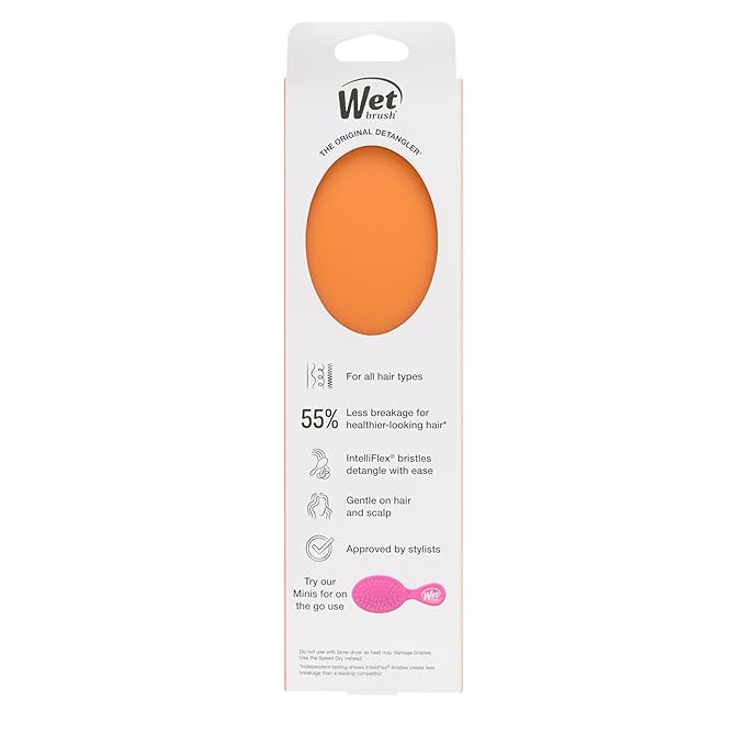 Wet Brush Original Detangler, Orange Crush (Summer Quencher), Ultra-Soft IntelliFlex Bristles Glide Through Tangles, Detangling Hair Brush (Wet & Dry), Women & Men, Limited Edition