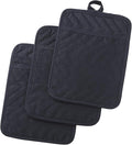 Anyi Pot Holders and Oven Mitts 7" X 9" Heat Resistant Cotton Pocket Pot Holder Set Feature of Non Slip Kitchen Hot Pad Oven Mitts, 3-Pack (Mood Indigo)