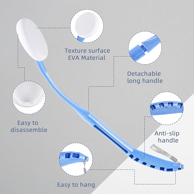 Lotion Applicator for Back, 20.5” Back Lotion Applicator, Back Lotion Applicators for Your Back, Easy Reach and Washable, Back Self Tanner Applicator（Deep Blue）