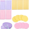 Facial Sponge Compressed,120 Count PVA Professional Makeup Removal Round Face Wash Sponges Spa Pads Exfoliating Cleansing for Women,Yellow,Pink,Purple