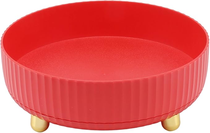 Fydun Rotating Plate, 360 Degree Storage Rack Organizer Round Cosmetic Shelf Basket Turntable for Kitchen Cabinet Pantry Small White Lazy Susans Refrigerator (Red)