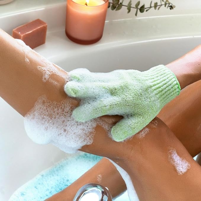EcoTools Bath + Shower Gloves 6 Pack, Exfoliating Gloves Remove Dead Skin & Cleanse The Whole Body, Bath Gloves To Scrub & Hydrate, Self-Tanner Application Prep, Cruelty Free, (12 Gloves Total)