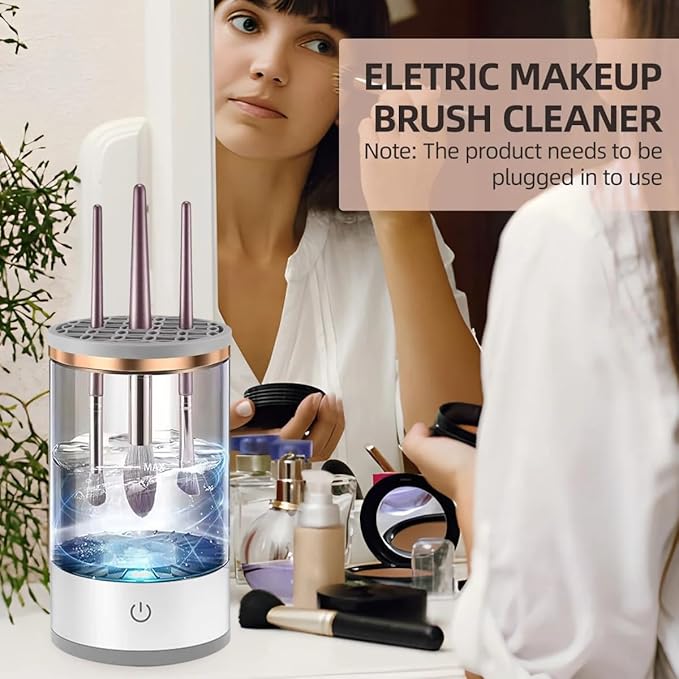 Makeup Brush Cleaner,Electric Makeup Brush Cleaner Machine for Deep Cleaning,Automatic Spinning Cosmetic Brush Cleaner for All Size Makeup Brush