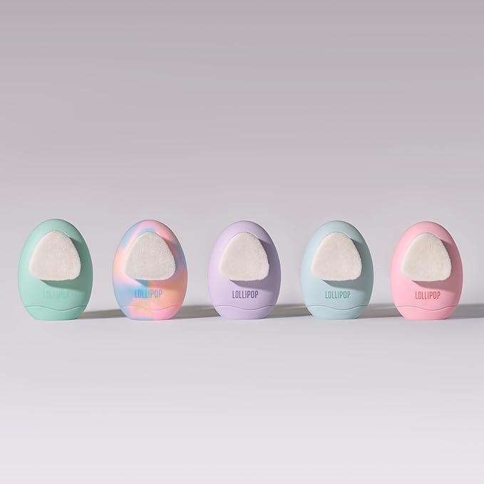 LOLLIPOP Dual-Sided Facial Cleansing Brush | Palm Size Silicone Face Exfoliator and Soft Fiber Cleanser | Manual Face Scrubber for Pores, Makeup Removal, Blackhead and Skincare Routine, Minty