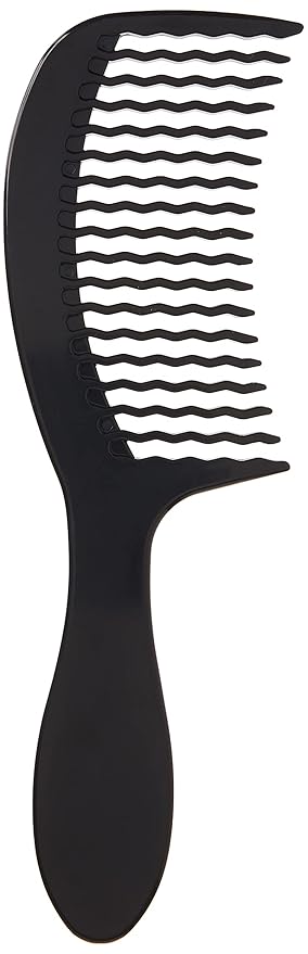 Wet Brush Detangling Comb, Black - Wide Tooth Hair Detangler with WaveTooth Design that Gently and Glides Through Tangles - Brush Throough Conditioner and Hair Masks - Gentle On Scalp and Pain-Free