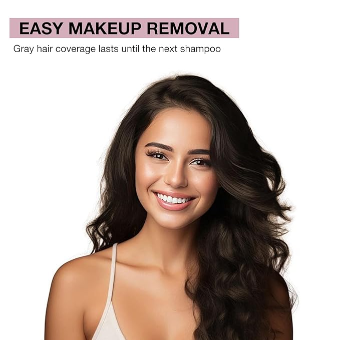 Hair Mascara for Gray Hair, 3 In 1 Hair Color Concealer Stick with Precision Applicator, Temporary Hairline Filler, Multi-Purpose Mascara for Eyebrow and Beard（Dark Brown）