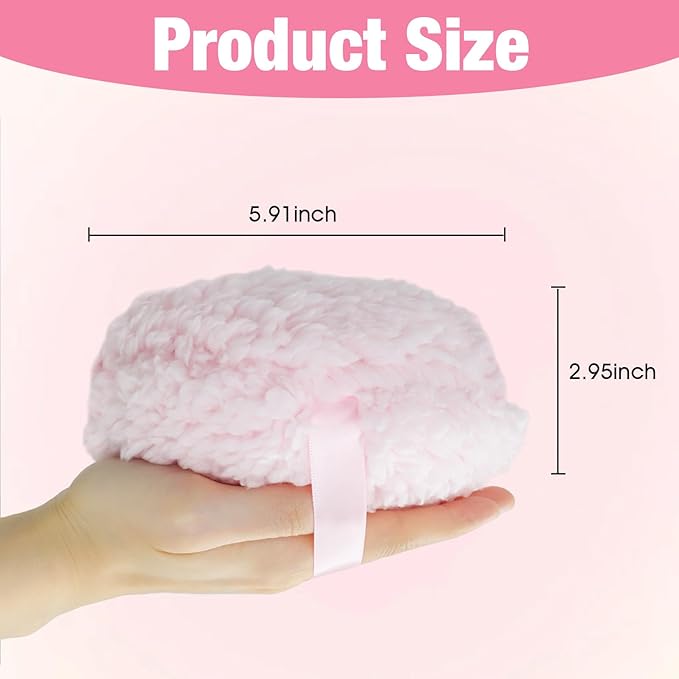 3 Pcs Large Body Powder Puff and Container, 6'' Dusting Body Powder Applicato (White Pink Skin Color)