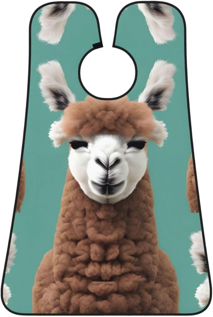 Alpaca Llama Print Beard Bib Apron For Men, Beard Hair Catcher For Men Shaving Trimming,Beard Cape Cloth, Black
