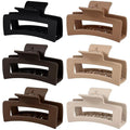 3.5 Inch Medium Hair Claw Clips 6 Pack Hair Clips for Women Square Rectangle Claw for Hair Banana Jaw Clips Hair Accessories for Girls -Coffee Brown