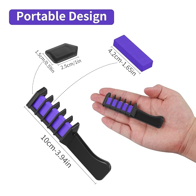 MSDADA Purple Hair Chalk for Girls - 10 Pcs New Hair Chalk Comb Temporary Bright Washable Hair Color Dye for Kids - Christmas Birthday Easter St. Patrick's Day Gifts Toys for Girls Kids