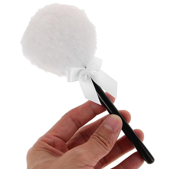 Fluffy Makeup Powder Puff with Handle 6.7 Inch Soft Velour Body Dusting Applicator for Face and Body Powder Setting