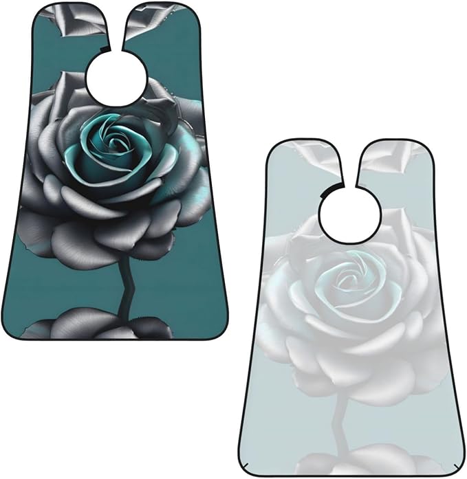 Purple Rose And Skull Print Beard Bib Shaving Apron, Beard Hair Trimming Cape Gift For Dad