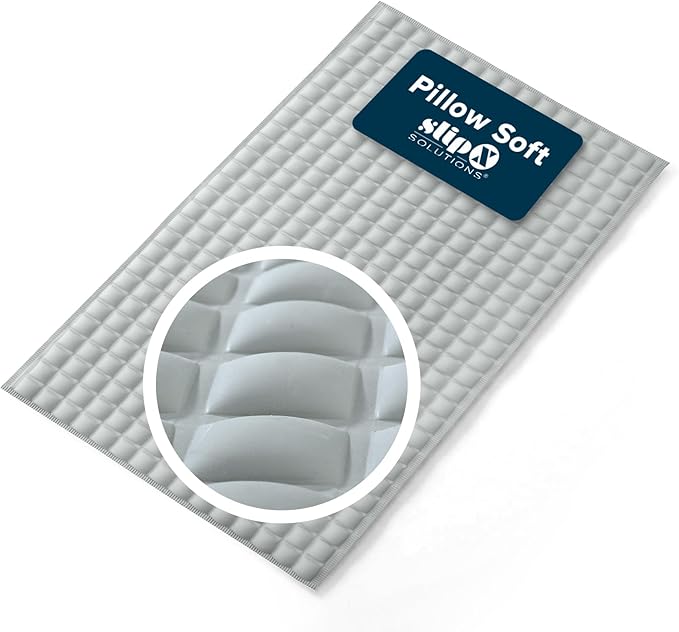 SlipX Solutions Pillow Top Cushioned Bath Mat, Non Slip Comfort Underfoot, 700 Air-Filled Pillows, Soft Shower Mat, Strong Suction Cups, Gray