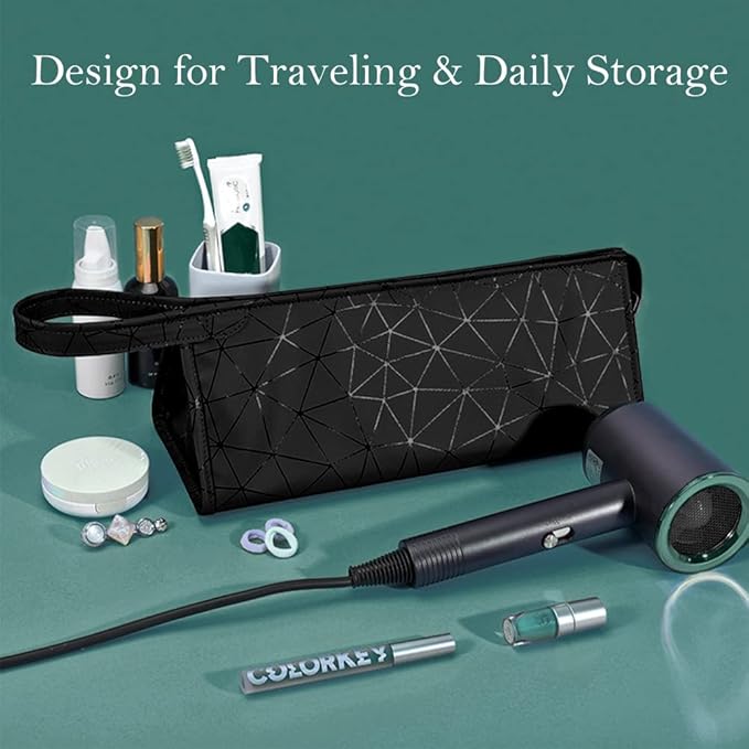 Premium Leather Tracvel Case Compatible with Dyson Airwrap Styler and Shark Flexstyle, Storage Bag for Supersonic Hair Dryer, Portable Organizer for Airwrap Dupes（Black）