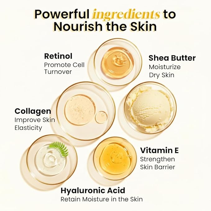 Retinol Cream for Face Anti Aging: Wrinkle Cream for Face Neck with Collagen Hyaluronic Acid - Night Moisturizer for Men Women - Facial Skin Care Gift for Mom Dad Sister