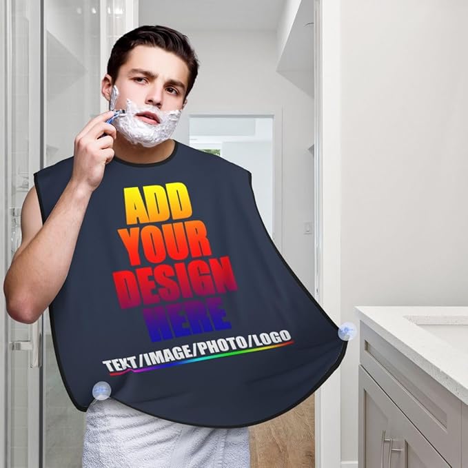 Personalized Custom Beard Bib Apron Design Your Photo Text Logo Beard Hair Catcher Non-Stick Beard Shave Capes for Trimming Shaving Orange Yellow