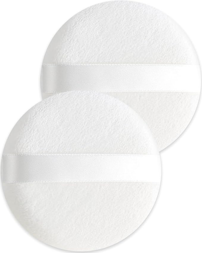 2 Pcs Powder Puff,3.14 Inch Powder Puffs for Body Powder Face Loose Powder Large(White)
