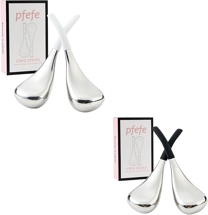 pfefe Ice Globes Facial Skin Care Tools for Women Face Eyes, Stainless Steel Face Beauty Cryo Sticks for Girls Ladies, Esthetician Supplies Cooling Spa Globes Cold Roller with Storage Case