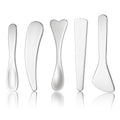 Mini Cosmetic Spatula 5 Pcs Metal Makeup Spatula Stainless Steel Cosmetic Spoon Beauty Spatulas Reusable Mask Facial Applicator Scoop Skincare Tools for Mixing Sampling Cream Mask Lotions Moisturizers
