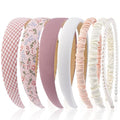 AHONEY 7 Pack Pink Headbands for Girls Women Headbands Trendy Non Slip Hairbands Cute Croquett Hair Accessories Kawaii Multi-style Headband Pack (Pink)